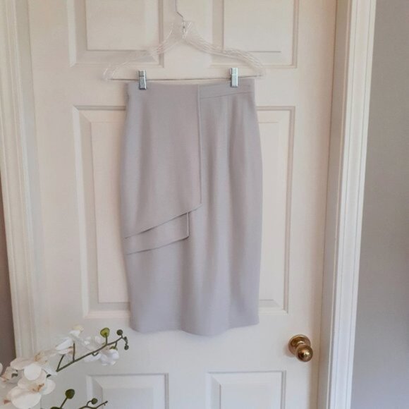 EUC Obakki cream grey wool midi skirt frill detail - Picture 5 of 12